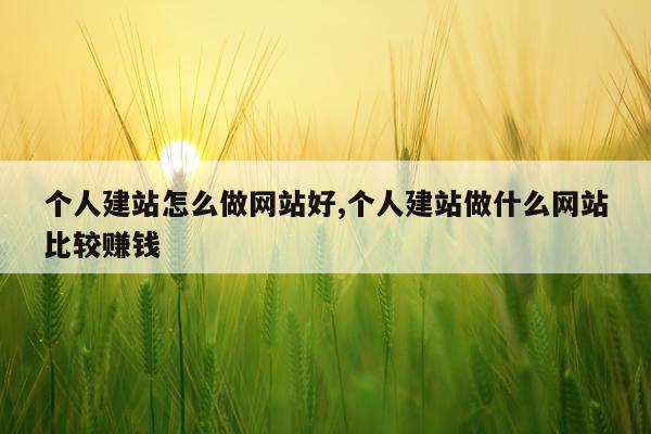 个人建站怎么做网站好,个人建站做什么网站比较赚钱