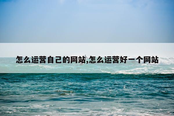 怎么运营自己的网站,怎么运营好一个网站