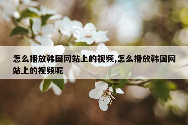 怎么播放韩国网站上的视频,怎么播放韩国网站上的视频呢