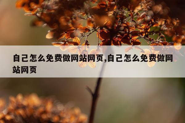 自己怎么免费做网站网页,自己怎么免费做网站网页