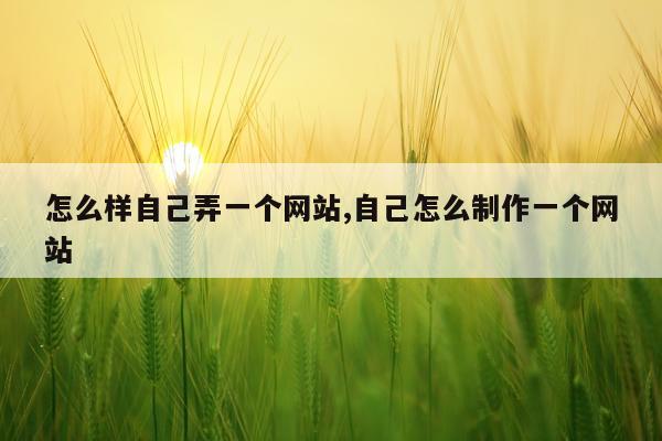 怎么样自己弄一个网站,自己怎么制作一个网站