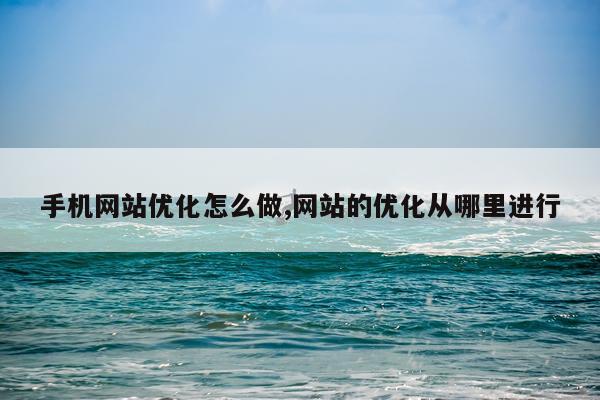 手机网站优化怎么做,网站的优化从哪里进行