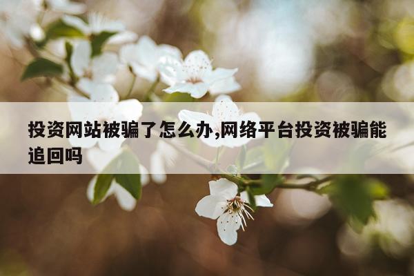 投资网站被骗了怎么办,网络平台投资被骗能追回吗