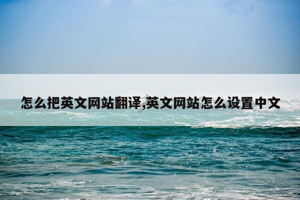 怎么把英文网站翻译,英文网站怎么设置中文