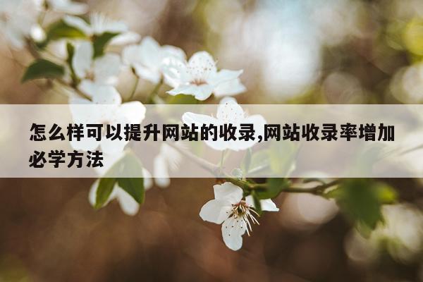 怎么样可以提升网站的收录,网站收录率增加必学方法