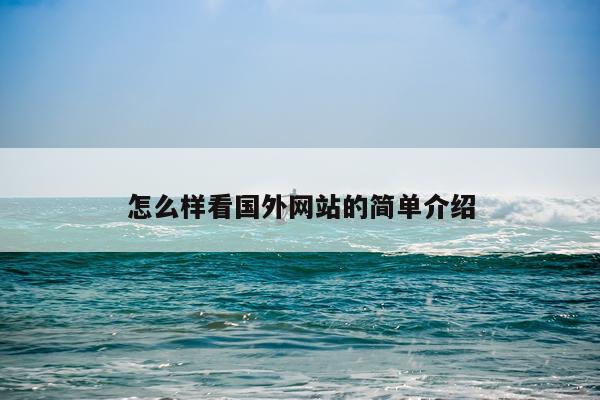 怎么样看国外网站的简单介绍