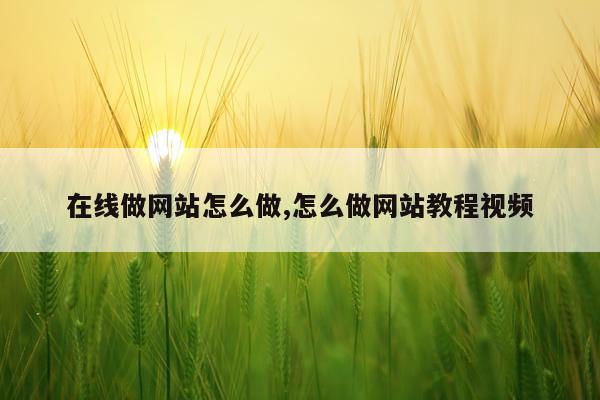 在线做网站怎么做,怎么做网站教程视频